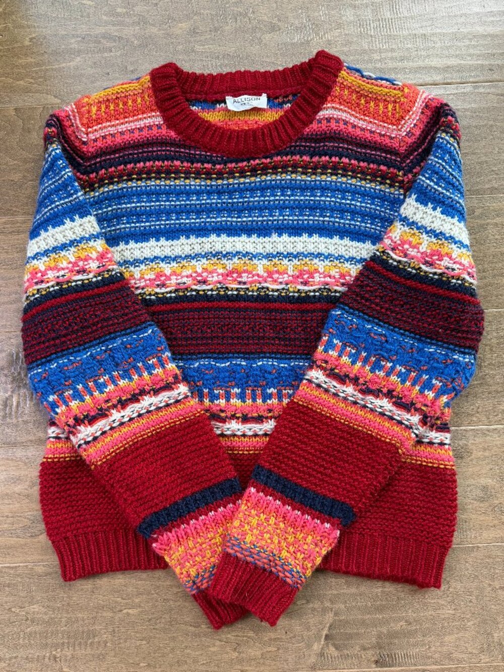 ALLISON New York colorful striped pullover crew neck sweater (S)